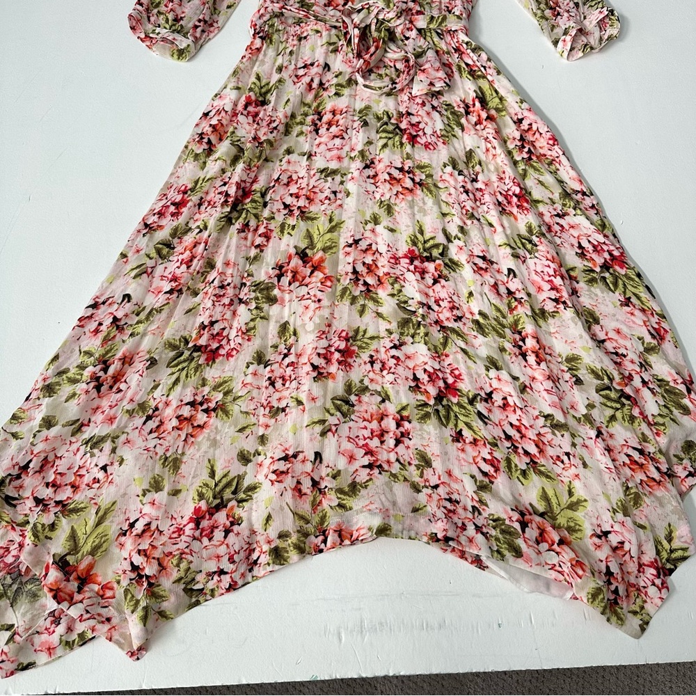 J Jill Pebble Hydrangea Garden Dip Hem Midi Dress - Picture 3 of 13
